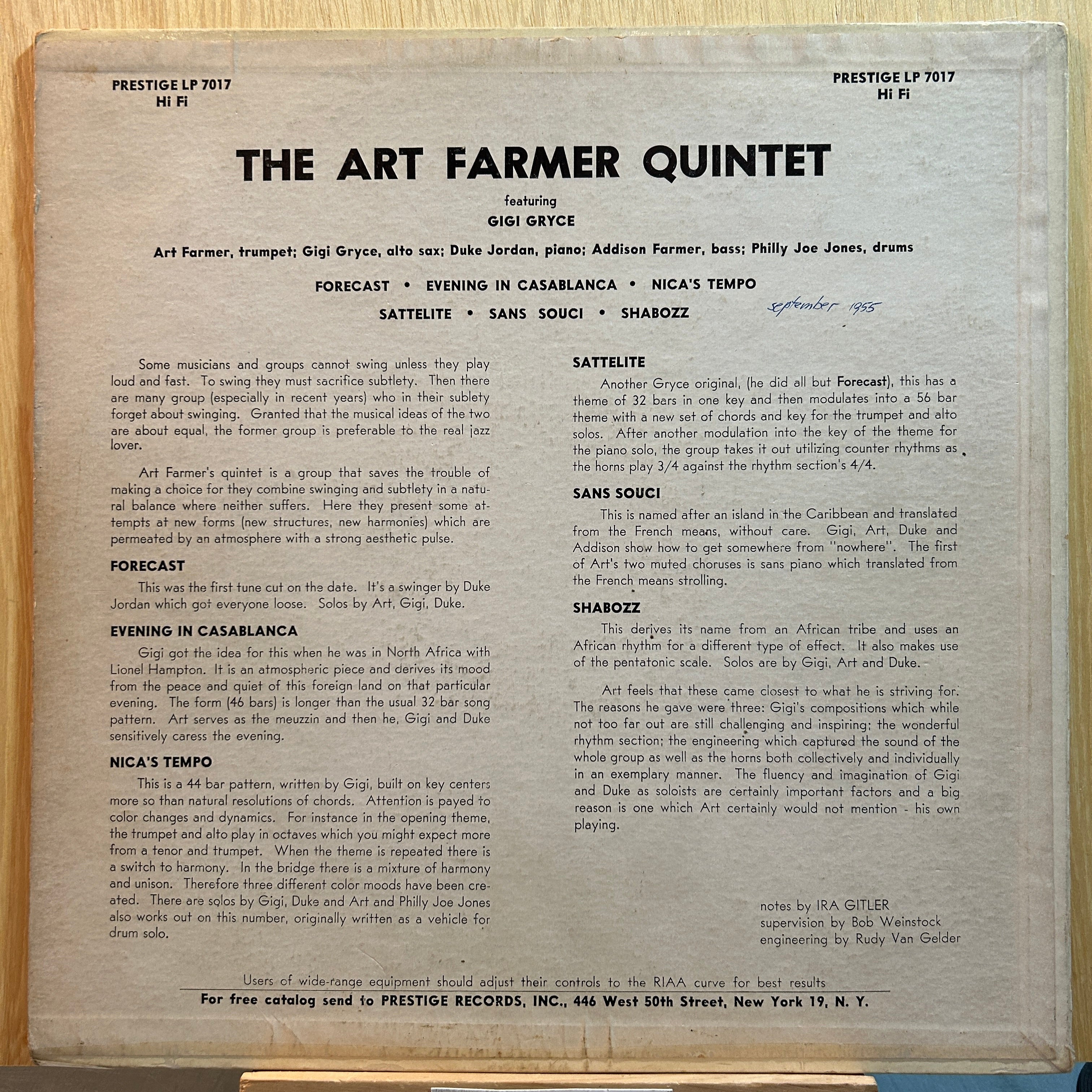 Art Farmer Quintet Featuring Gigi Gryce